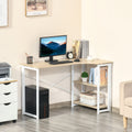 Folding L Shaped Desk, 2 Shelves, Oak Tone for Home Office Homcom