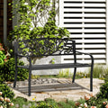 Metal Garden Bench, 2 Person, Black Outsunny