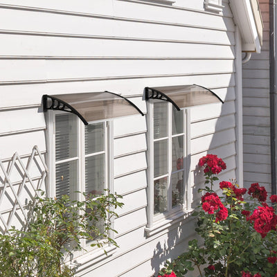 Curved Window Door Canopy 100x75cm, Brown Outsunny