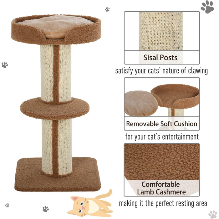 91cm Cat Tree, Sisal Post, Play Tower, Perch, Lamb Cashmere