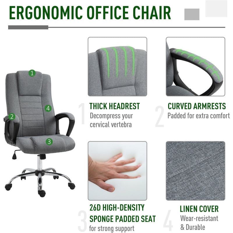 High Back Office Chair With Wheels, Adjustable Height