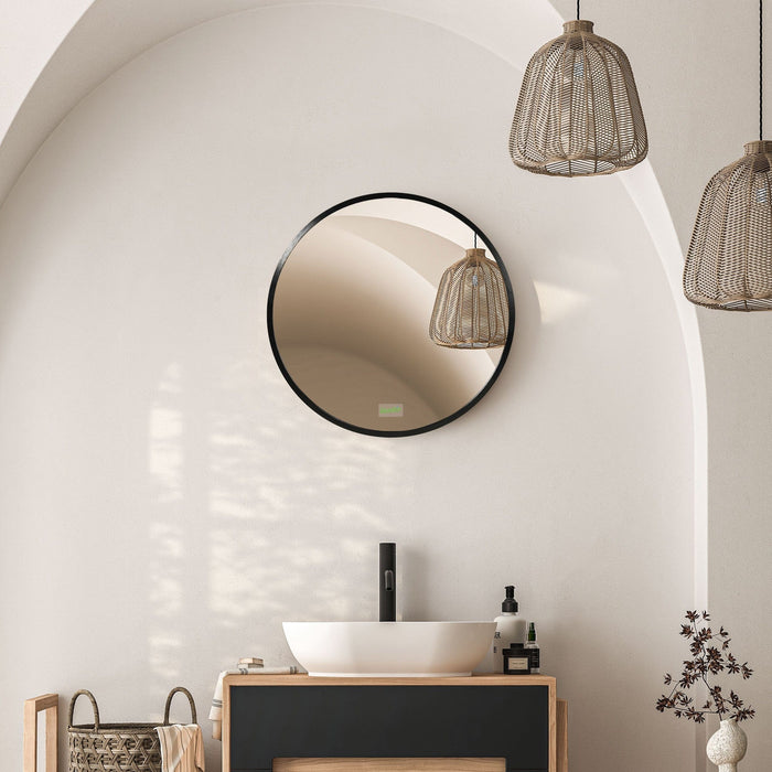 Black Round Wall-Mounted Bathroom Mirror - 40x40 cm