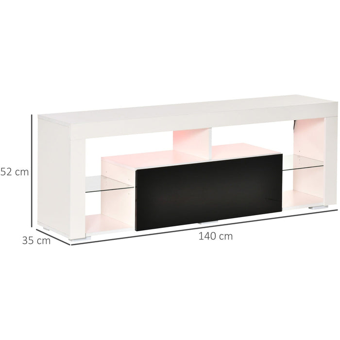 140cm Black & White Glossy TV Stand with RGB LED