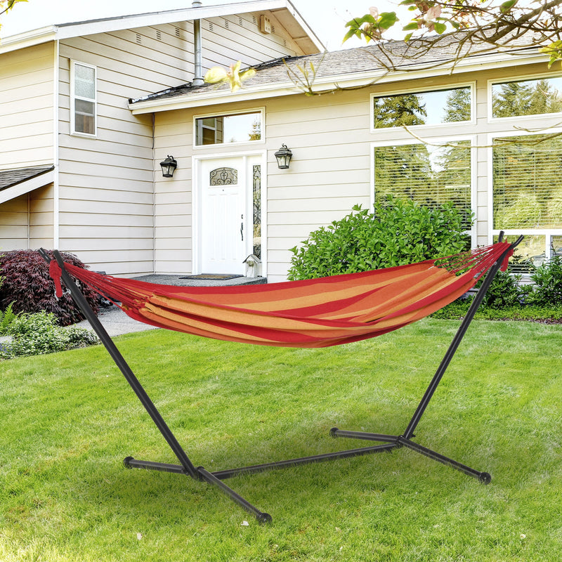 Camping Hammock with Stand, Bag, Adjustable, 120kg Load Outsunny