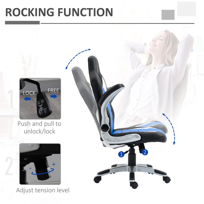 Blue Leather Racing Gaming Chair