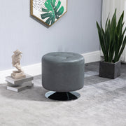 HOMCOM 360° Swivel Foot Stool Round PU Ottoman with Thick Sponge Padding and Solid Steel Base, Grey Homcom
