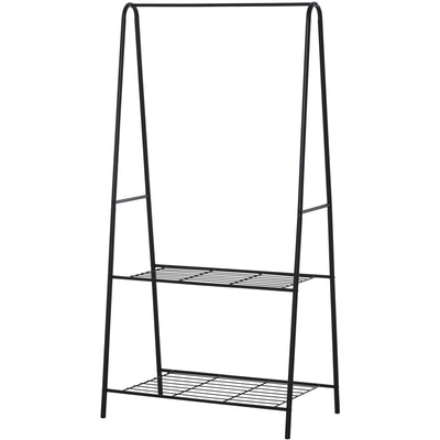 Black Metal Clothes Rack with Shelving Homcom