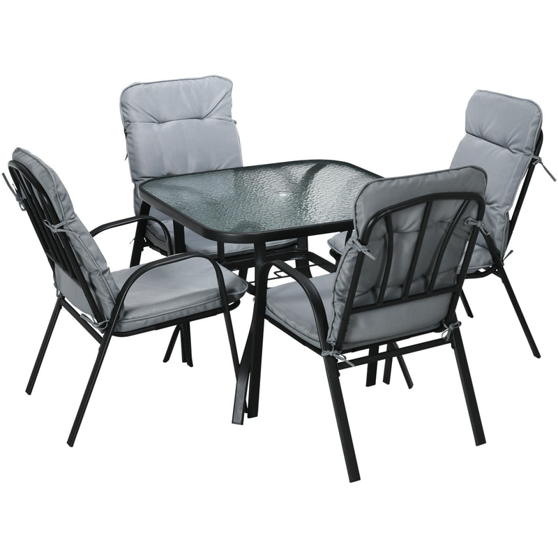 Modern 4 Seat Outdoor Dining Set, Comfy Outdoor Living Outsunny