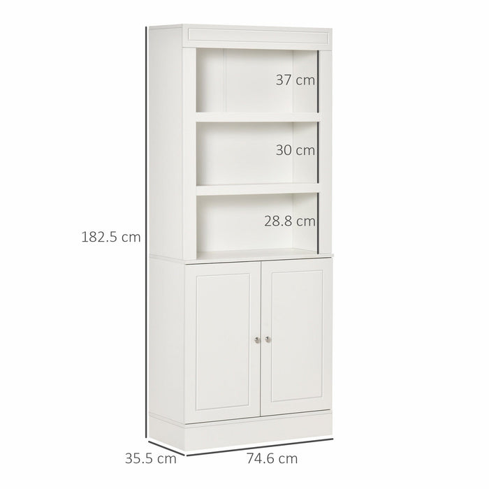 White Kitchen Cupboard with Shelves and Double Door