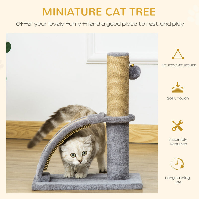 Cat Tree Tower, Jute Post, Massage Board, 34x24x43cm, Grey