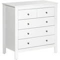 Modern 5 Drawer Chest, Metal Handles, Bedroom Storage, White Homcom