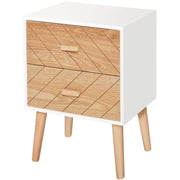 Nordic 2-Drawer Wooden Bedside Table, Scandinavian Design Homcom