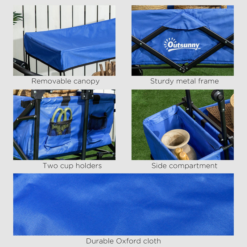 Folding Trolley Cart w/ Canopy, Blue