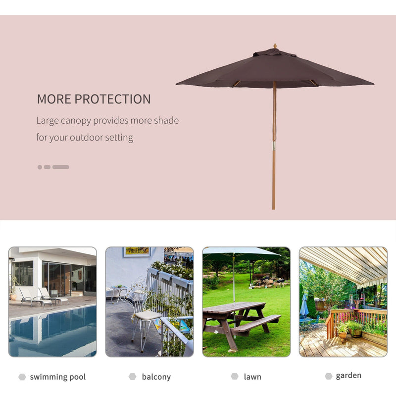 2.5m Wooden Garden Sun Shade Parasol