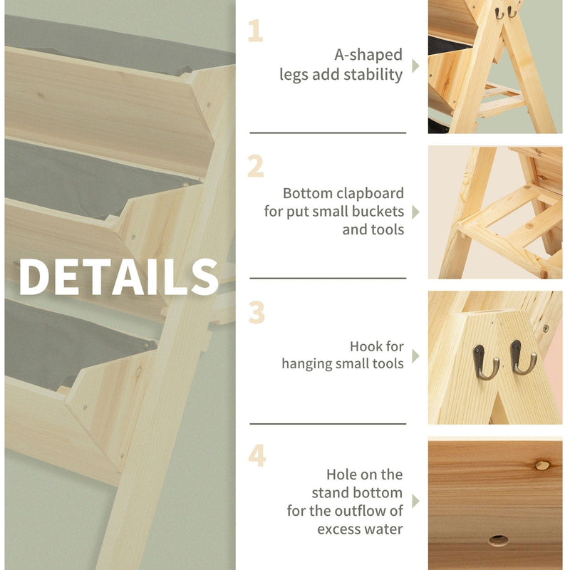 3 Tier Garden Planter, 120x68x80 cm