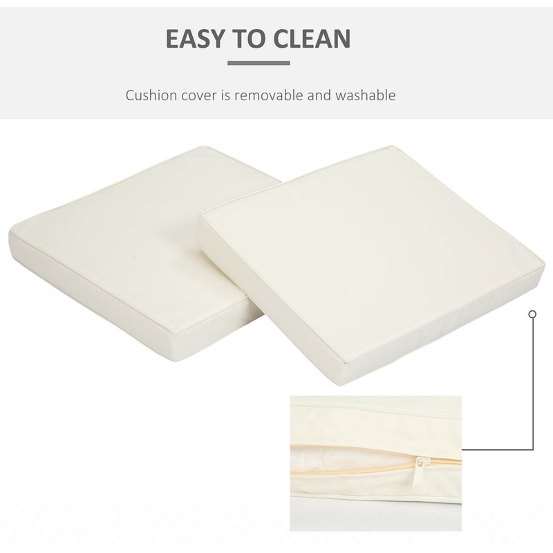 Outsunny Set of 2 Garden Seat and Back Cushion Set, Replacement Cushions for Outdoor Furniture with Seat Cushion and Back Cushion, Cream White Outsunny