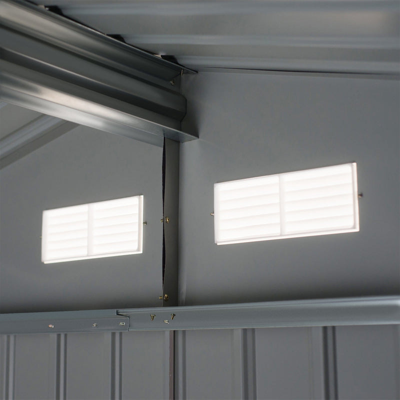9x6FT Metal Garden Shed Apex Roof, Vents & Double Doors