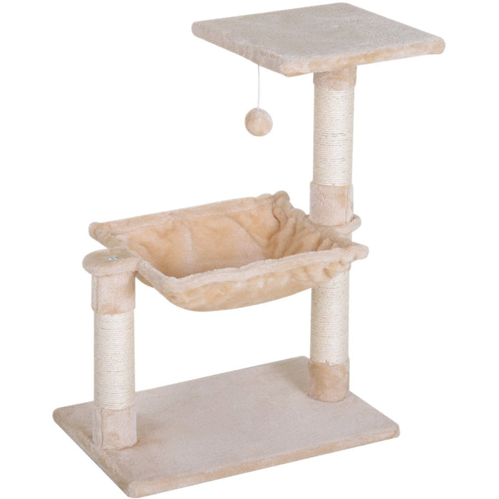 2-Tier Cat Tree, Sisal Post, Hammock, Dangle Toy, 70cm