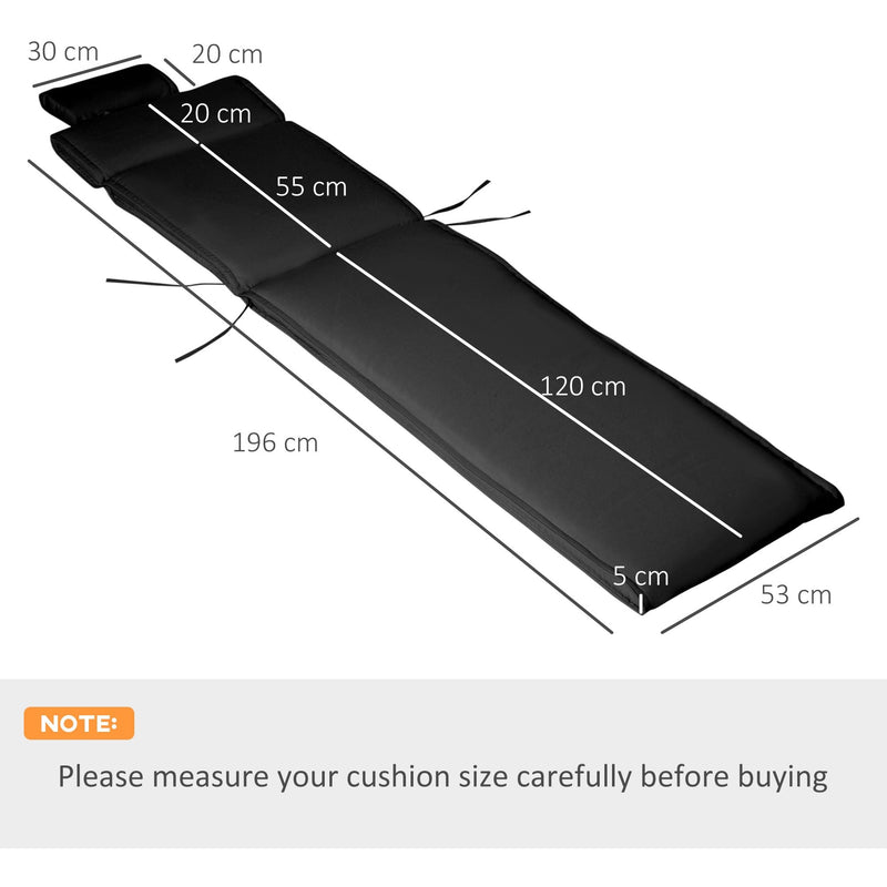 Black Sun Lounger Replacement Cushion