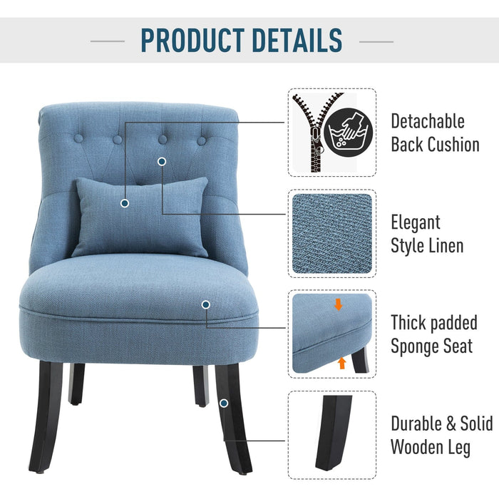 Blue Fabric Accent Chair with Solid Wooden Legs