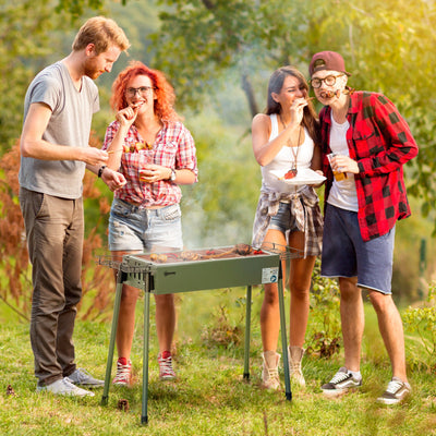 Portable Charcoal BBQ Grill, Stainless Steel Outsunny