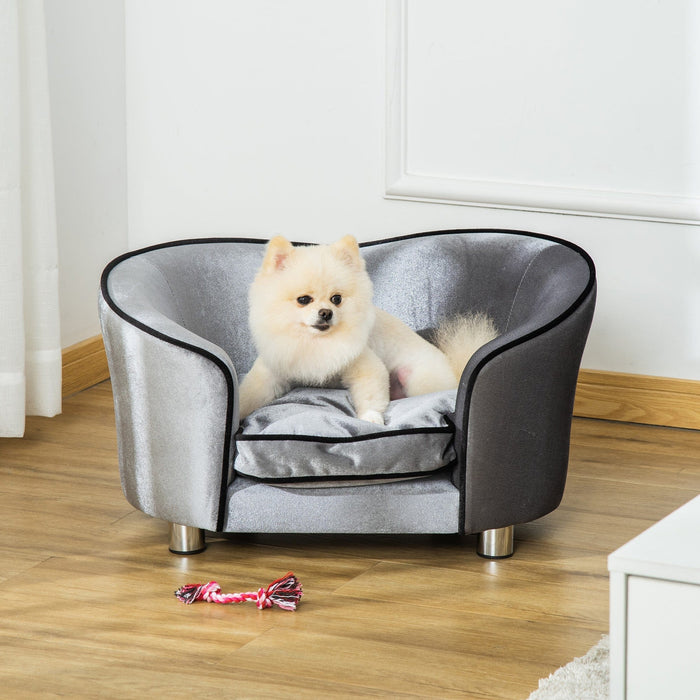 Small Pet Sofa with Storage Pocket, Removable Cushion