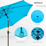 2.6M Patio Parasol with Aluminium Frame, Blue Outsunny