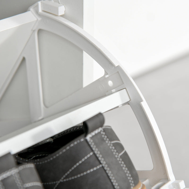 White Narrow Tipping Shoe Cabinet With Drawer