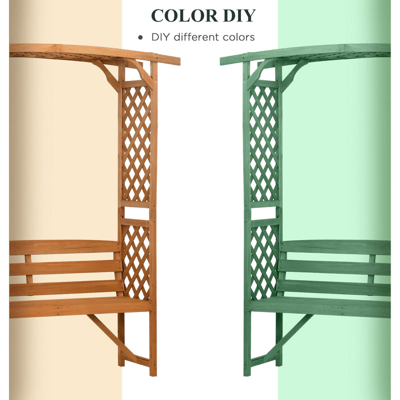 Outsunny Patio Garden Bench, Natural Wooden Garden Arbour with Seat for Vines/Climbing Plants, Natural Outsunny
