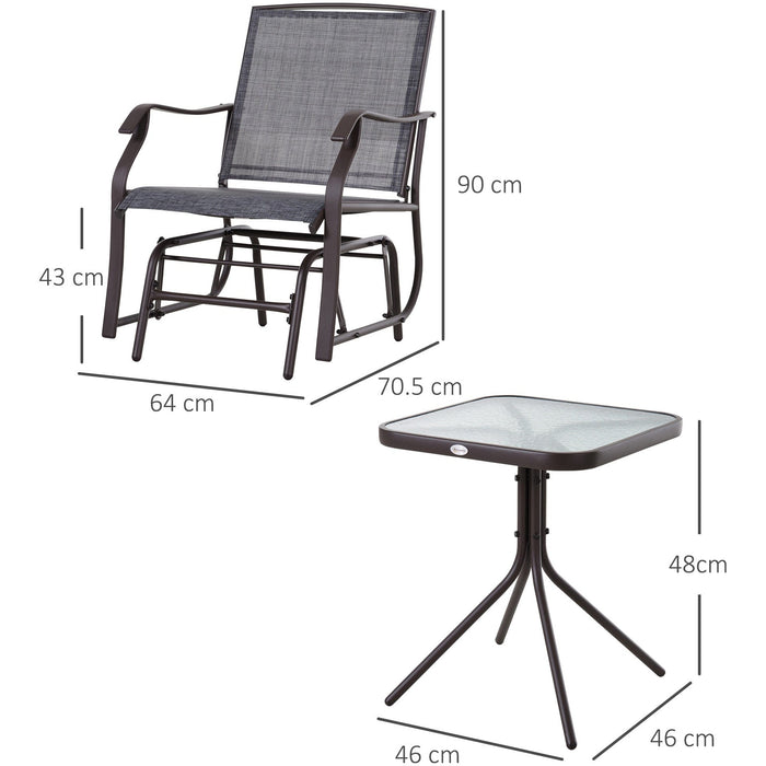 Glider Chair and Table Set, 2 Seater