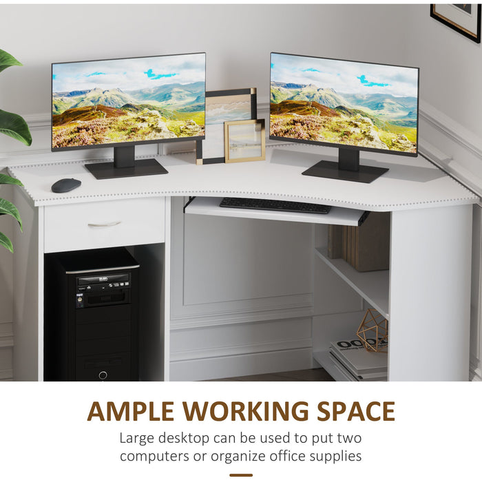 L Shaped Desk With Shelves Keyboard Tray & CPU Stand