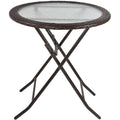 Folding Rattan Table with Glass Top for Small Spaces Indoor or Outdoor Use Brown Outsunny