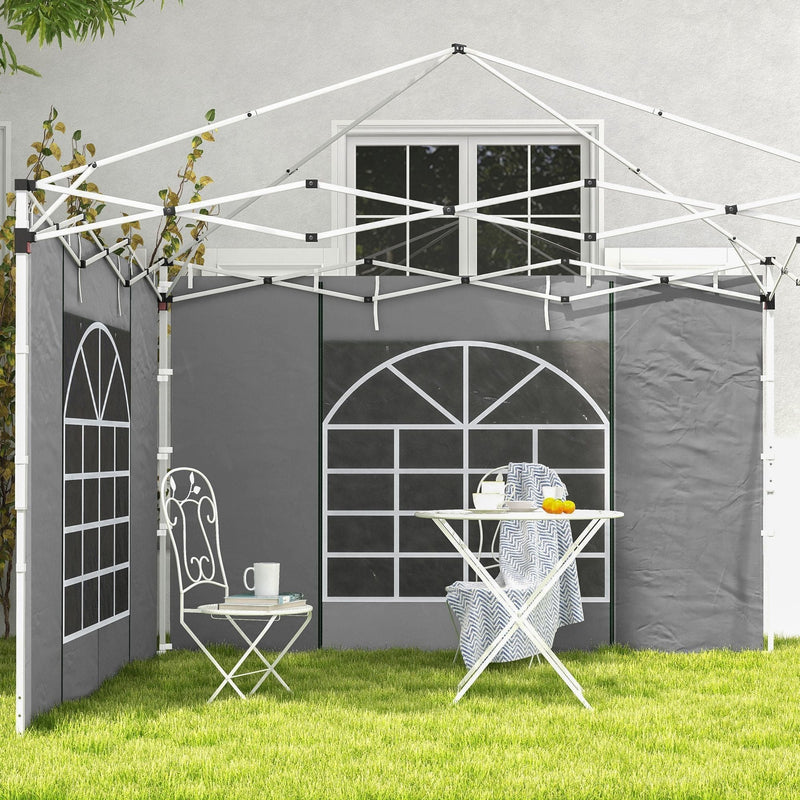 Outsunny Gazebo Side Panels, 2 Pack Sides Replacement, for 3x3(m) or 3x6m Pop Up Gazebo, with Windows and Doors, Light Grey Outsunny