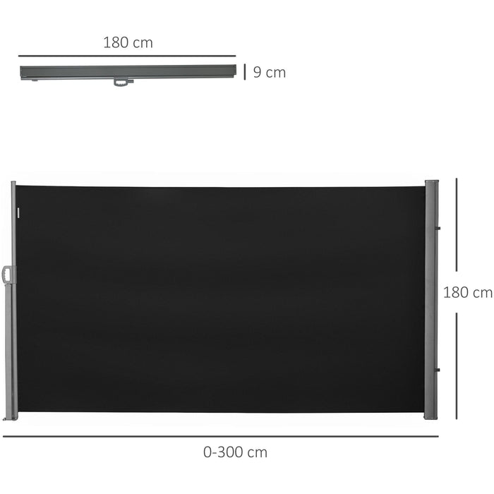 Retractable Privary Screen For Patio, 3x1.8M, Black