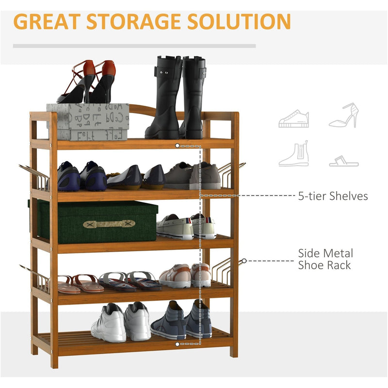 HOMCOM 5 Tier Wooden Shoe Rack