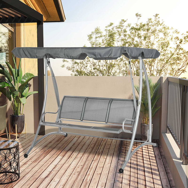 Deluxe 3 Seater Garden Swing Chair with Adjustable Canopy Outsunny