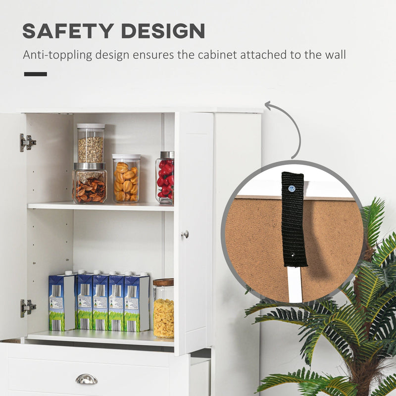 Tall Kitchen Cupboard, Drawer, White