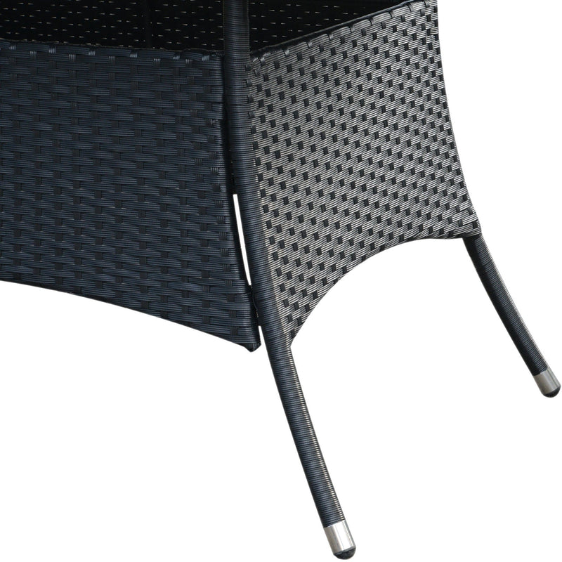 6 Seater Rattan Dining Set, Black