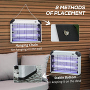 Outsunny Free Standing Wall Hanging 20W Electric Fly Mosquito Killer Electric Fly Zapper, Bug Zapper, Insect Killer, Silver Outsunny
