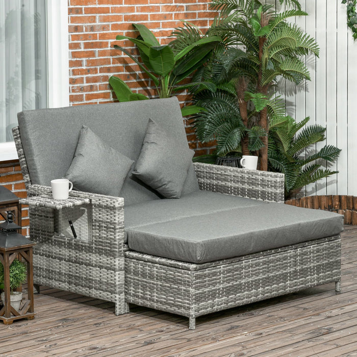 Grey 2 Seater Outdoor Rattan Daybed/Sofa