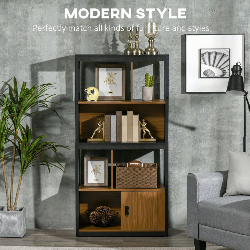4-Tier Bookshelf, Storage & Cabinet, Walnut