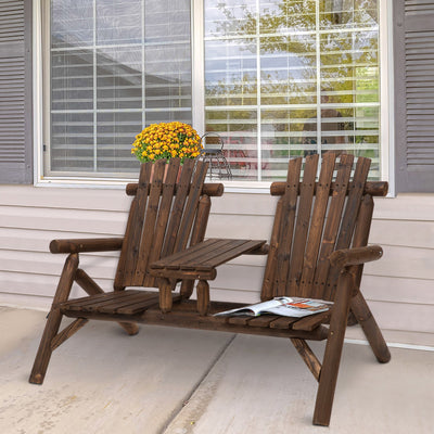 Wooden Love Seat For Garden Outsunny