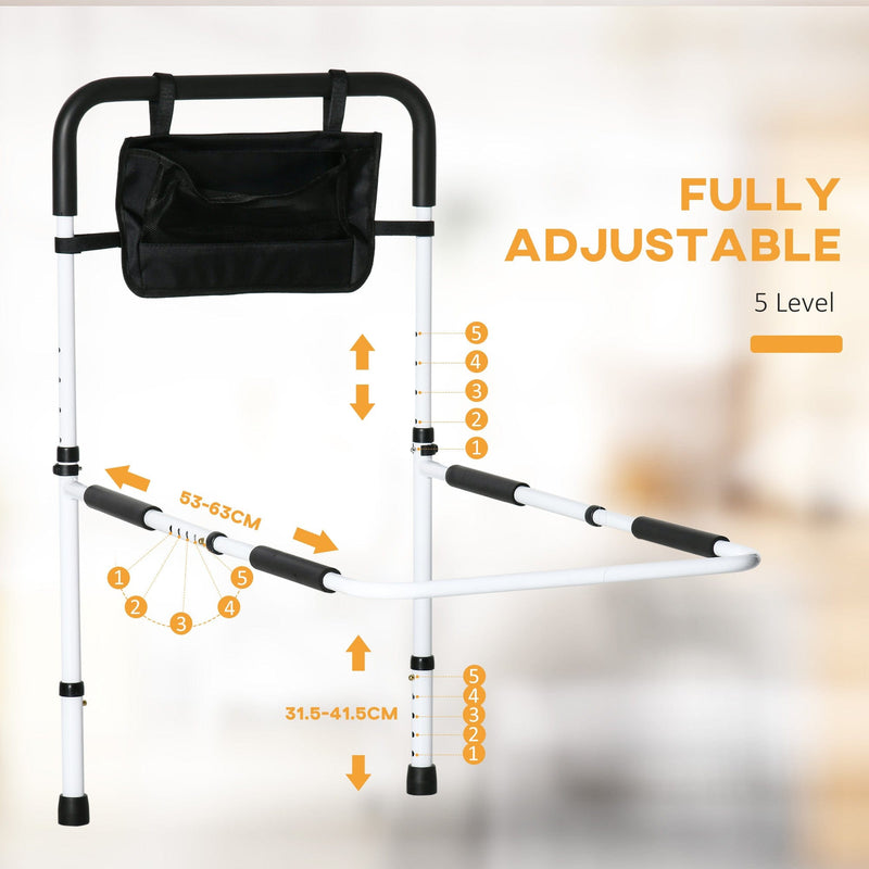White Adjustable Safety Bed Rail for Seniors