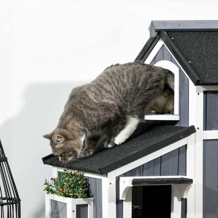 PawHut Outdoor Cat House, Grey