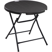 Outsunny Foldable Round Garden Table for 4, Outdoor Dining Table with HDPE Tabletop and Steel Frame, 80 x 80 x 73 cm, Dark Grey Outsunny