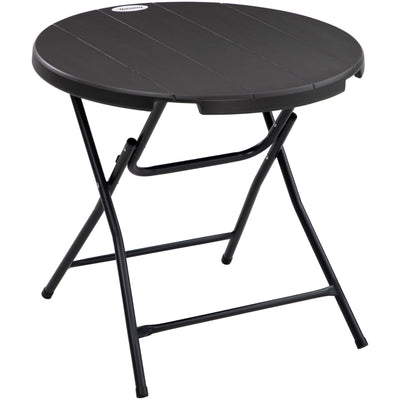 Outsunny Foldable Round Garden Table for 4, Outdoor Dining Table with HDPE Tabletop and Steel Frame, 80 x 80 x 73 cm, Dark Grey Outsunny