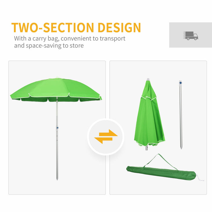 1.9m Arc Beach Umbrella - Pointed Design, Adjustable Tilt