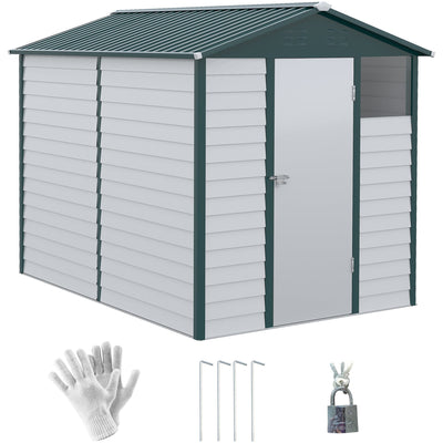 9FT x 6FT Metal Garden Shed, White Outsunny