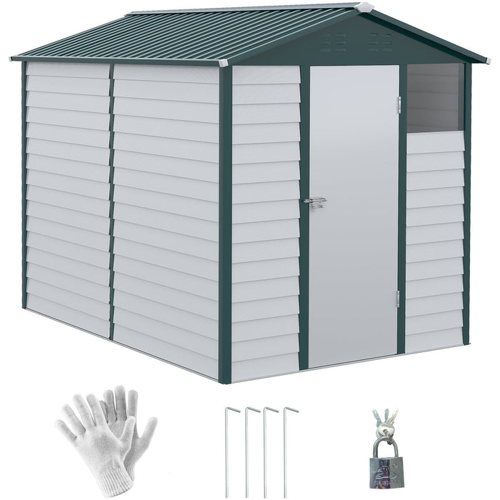 9FT x 6FT Metal Garden Shed, White