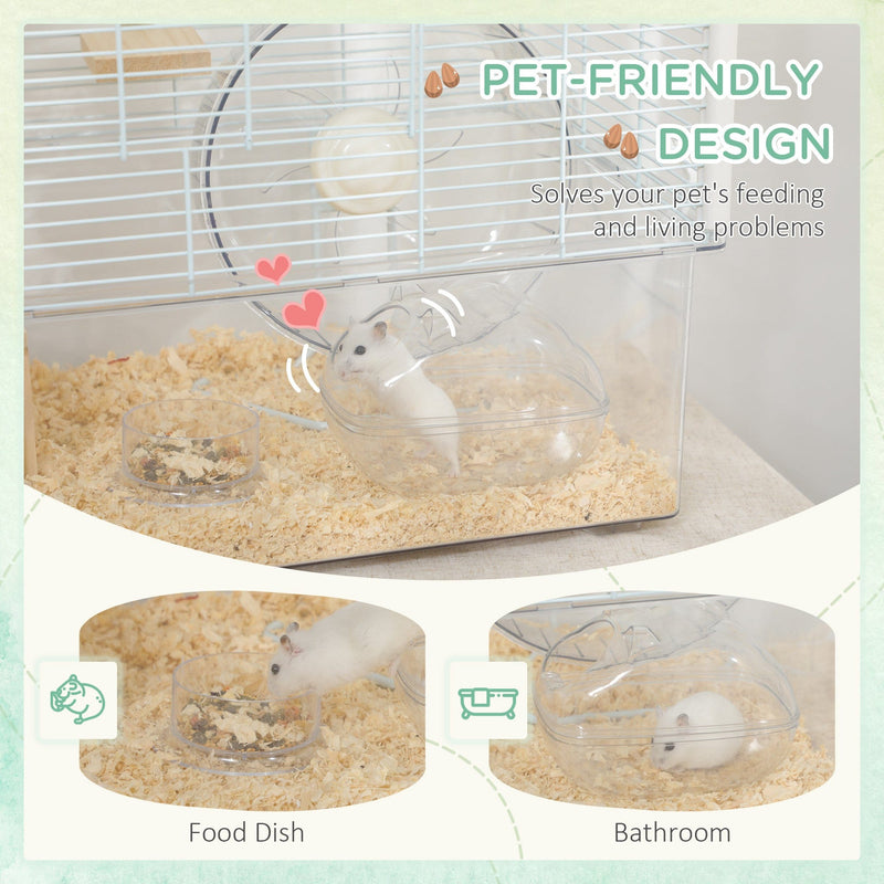 Hamster Cage with Wooden Ramp, Exercise Wheel